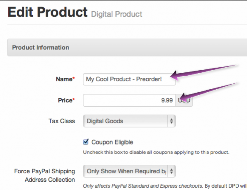 Define your preorder product